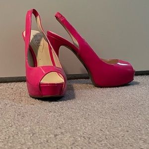 Hot pink peep toe stilettos. Size 7.